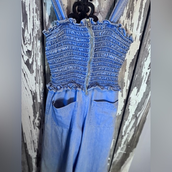 Sea New York Dakota Smocked Blue Denim Jumpsuit Size 2 See Description - Picture 11 of 12